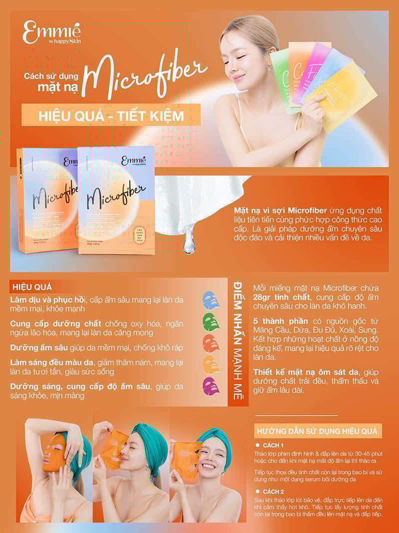 thegioiskinfood.com - Mặt Nạ Vi Sợi Microfiber Emmié by HappySkin Microfiber Mask 28g