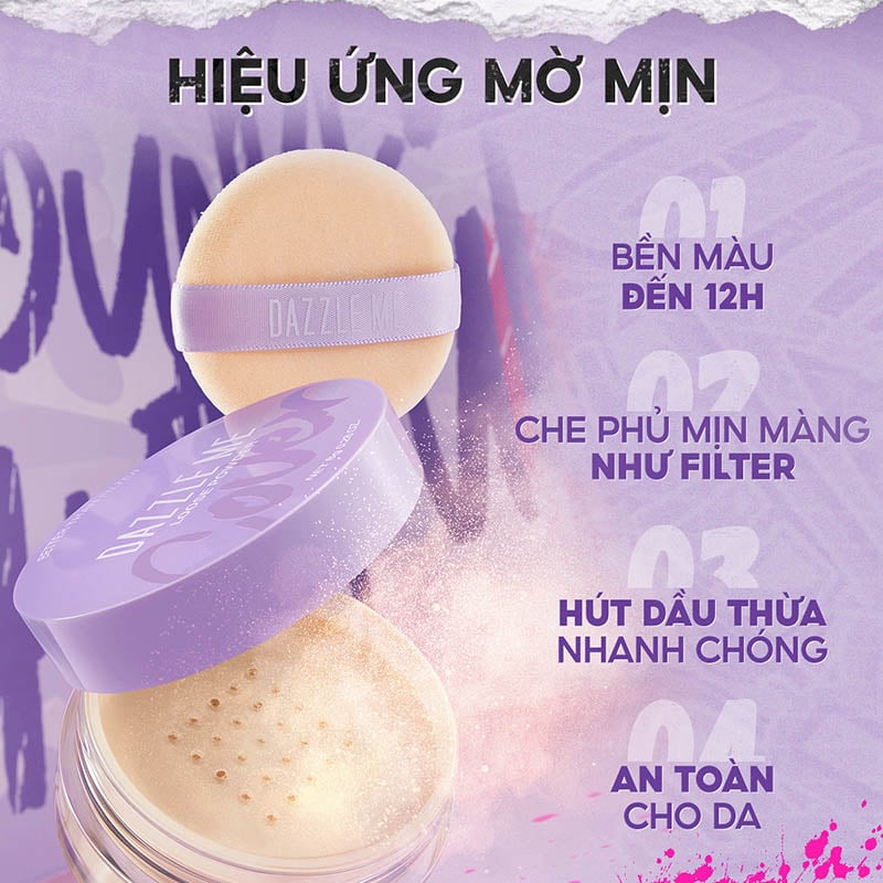 thegioiskinfood.com - Phấn Phủ DAZZLE ME Dạng Bột Kiềm Dầu Better Than Filter Fixed Loose Powder 8g