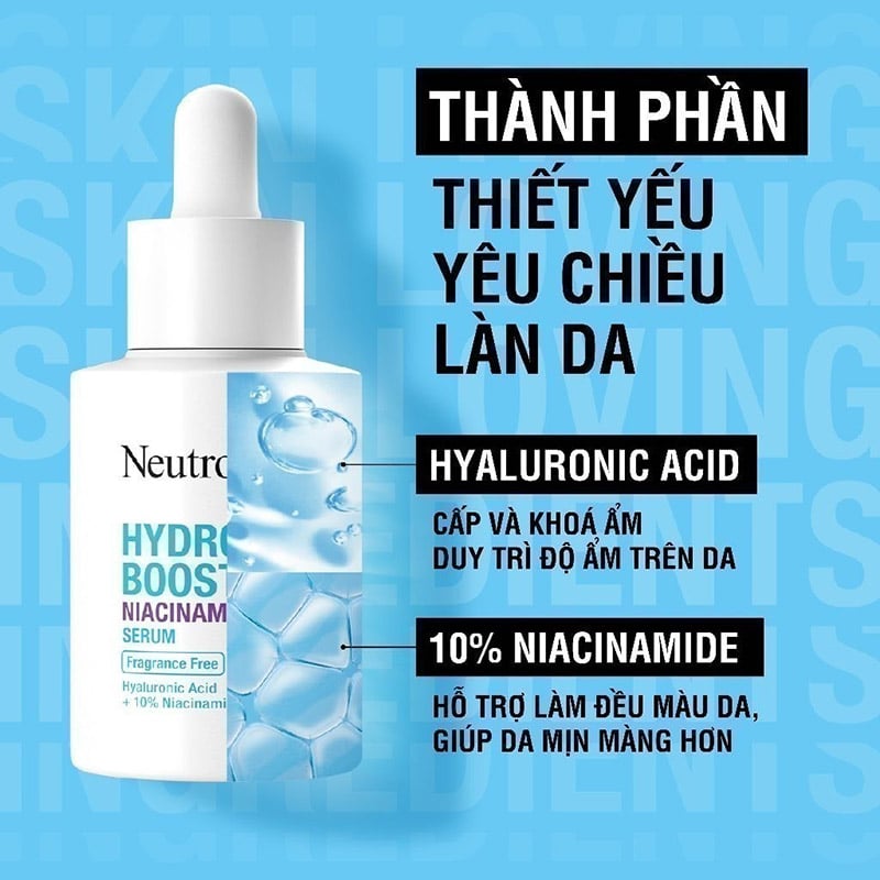 Serum Dưỡng Ẩm, Hỗ Trợ Dưỡng Sáng Da Neutrogena Hydro Boost Niacinamide Serum 30ml