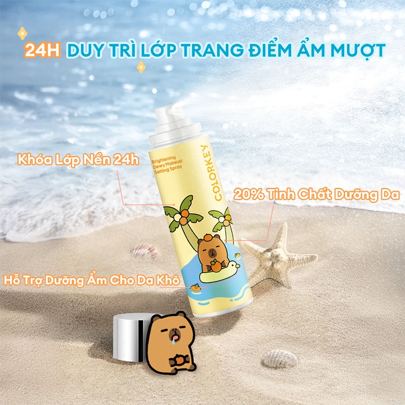 thegioiskinfood.com - Xịt Khóa Makeup Lâu Trôi - Căng Bóng Tự Nhiên Colorkey Brightening Dewy Makeup Setting Spray 100ml (Capypara Version)