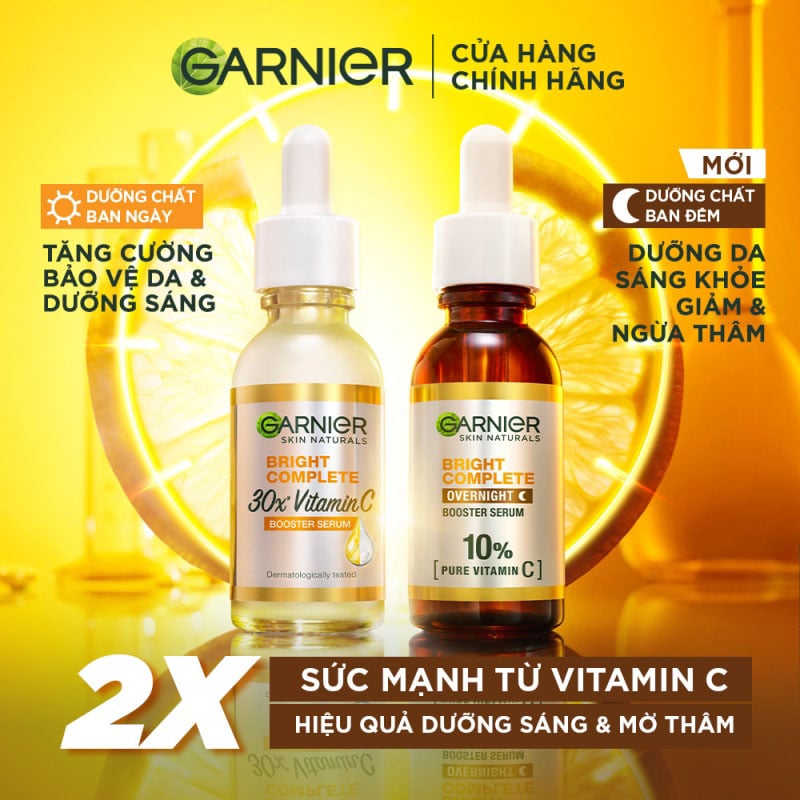 Tinh Chất Dưỡng Sáng Da, Mờ Thâm Ban Đêm Garnier Skin Naturals Bright Complete Overnight Booster Serum 30ml