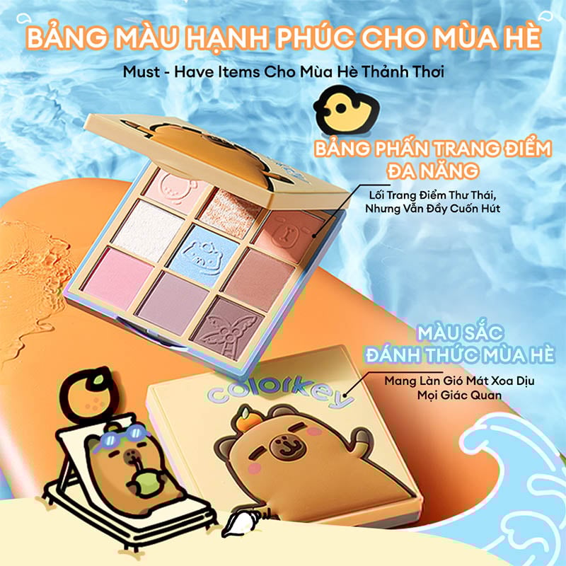 thegioiskinfood.com - Bảng Phấn Mắt 9 Ô Màu Colorkey Orange Capybara Nine Shades Eyeshadow Palette 13.5g