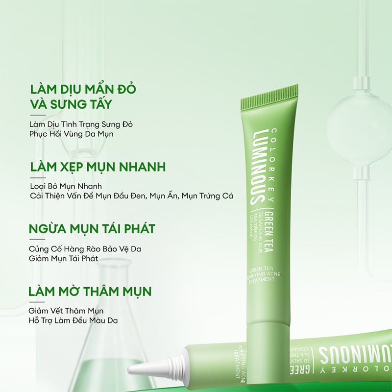 thegioiskinfood.com - Kem Hỗ Trợ Giảm Mụn Trà Xanh Colorkey Luminous Green Tea Purifying Acne Treatment 20g