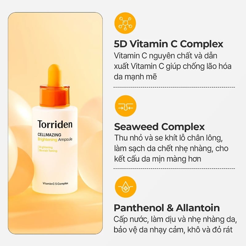 thegioiskinfood.com - Tinh Chất Vitamic C Sáng Mịn Da Torriden Cellmazing Brightening Ampoule 30ml