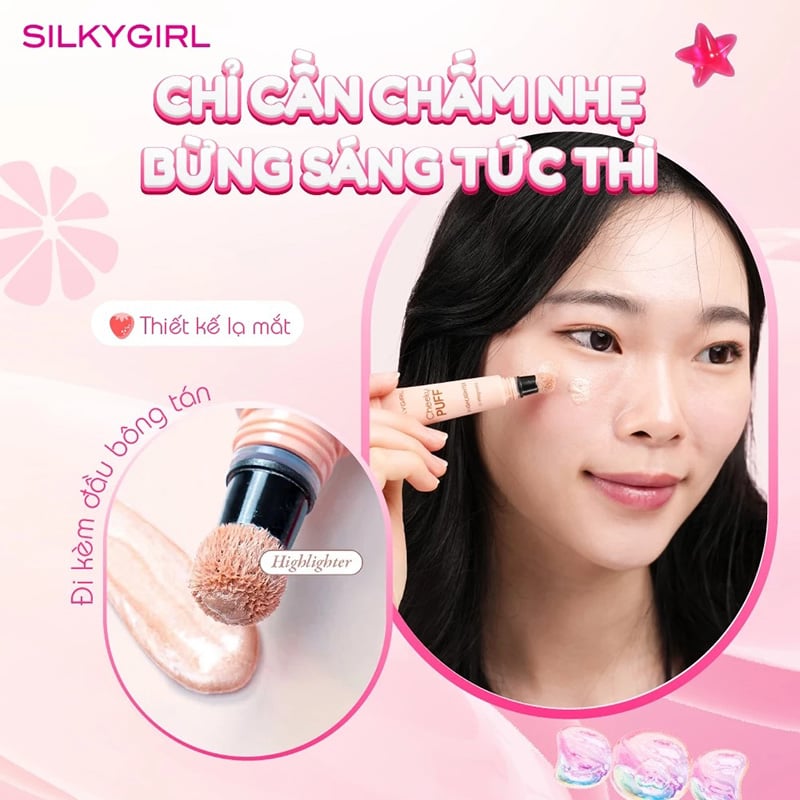 thegioiskinfood.com - Bắt Sáng Dạng Kem Silkygirl Cheeky Puff Highlighter #01 Magnolia 6ml
