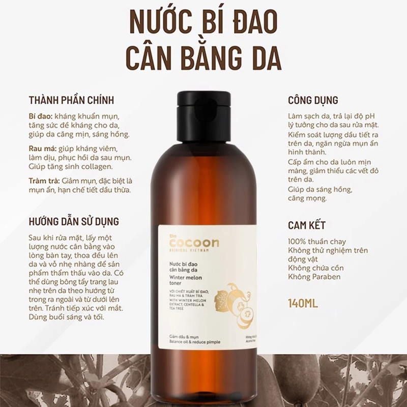 Nước Hoa Hồng Cân Bằng Da Chiết Xuất Bí Đao The Cocoon Winter Melon Toner