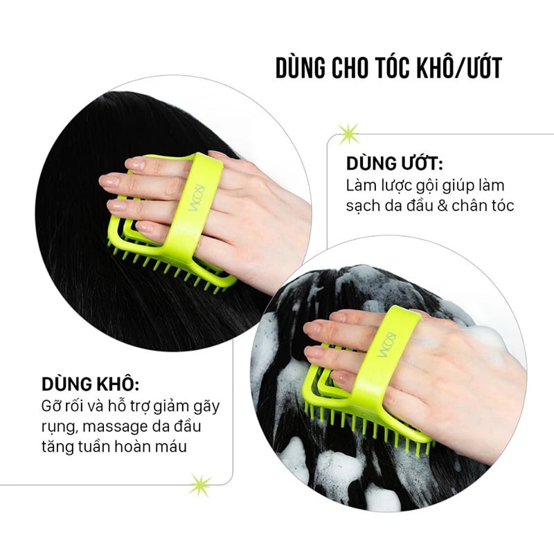 thegioiskinfood.com - Lược Gội và Massage Da Đầu Đàn Hồi Vacosi Detangling Shampoo Brush