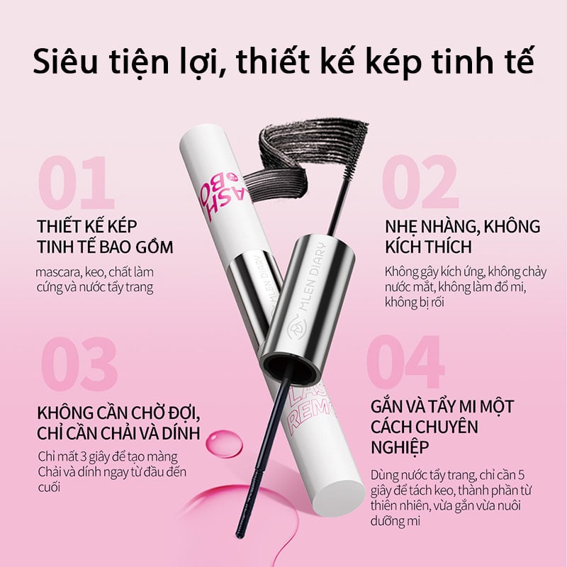 Mascara Keo Dán Mi 2 Đầu 4 Trong 1 Mlen Diary 8g