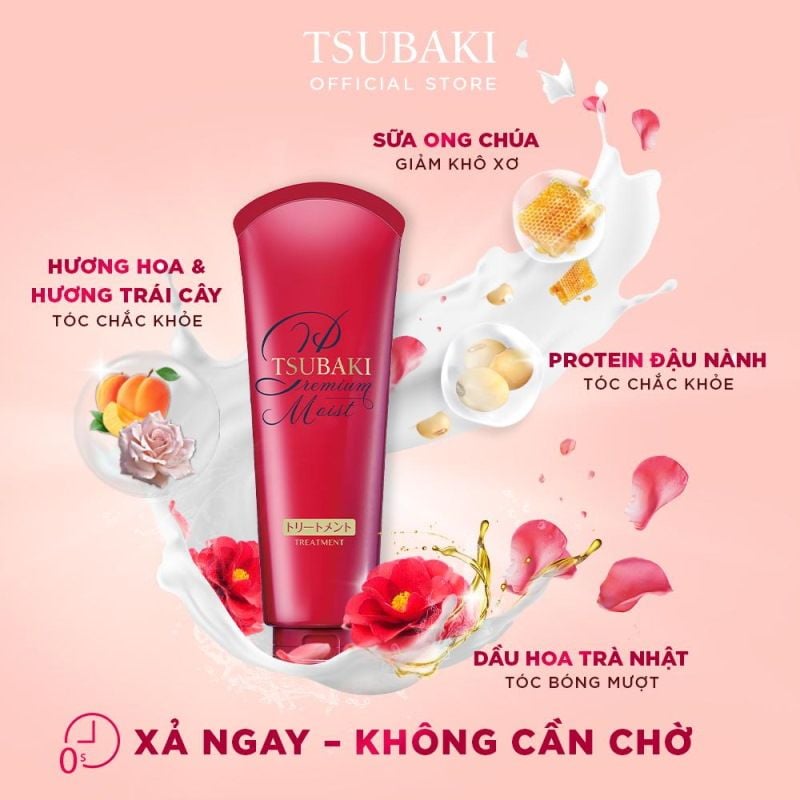 Kem Xả Dưỡng Tóc Bóng Mượt Tsubaki Premium Moist Treatment 180g