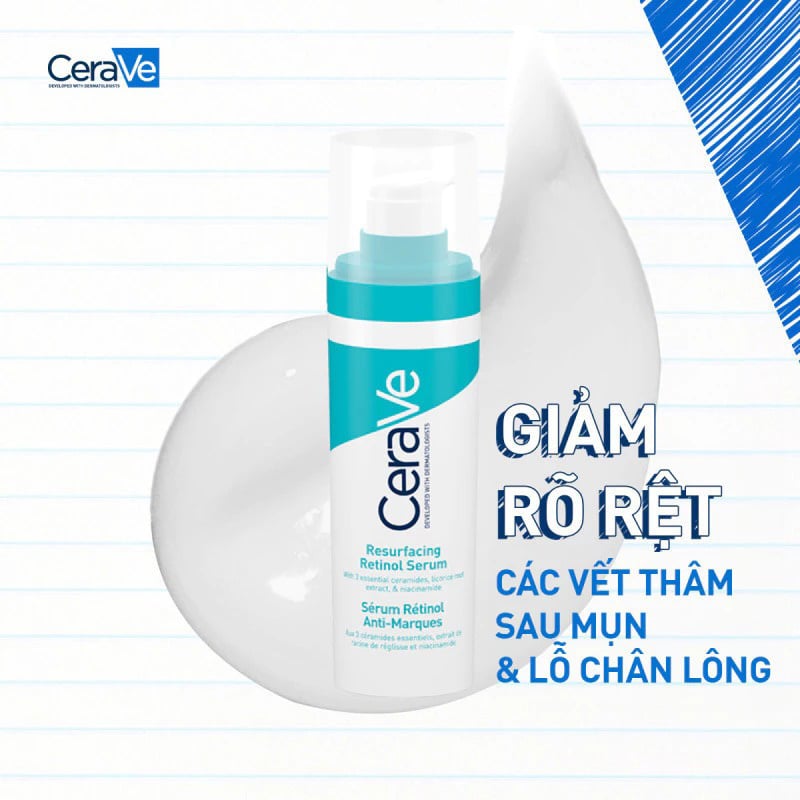 thegioiskinfood.com - Serum Cerave Giúp Hỗ Trợ Mờ Thâm Mụn Resurfacing Retinol Serum 30ml