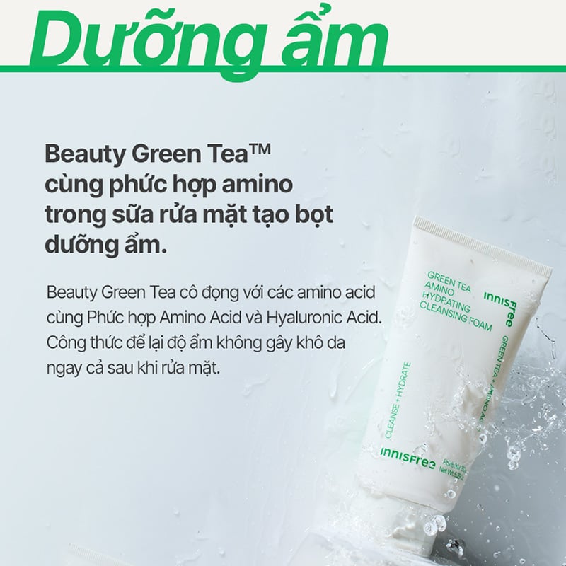 Sữa Rửa Mặt Chiết Xuất Từ Trà Xanh Innisfree Green Tea Amino Hydrating Cleansing Foam 150g