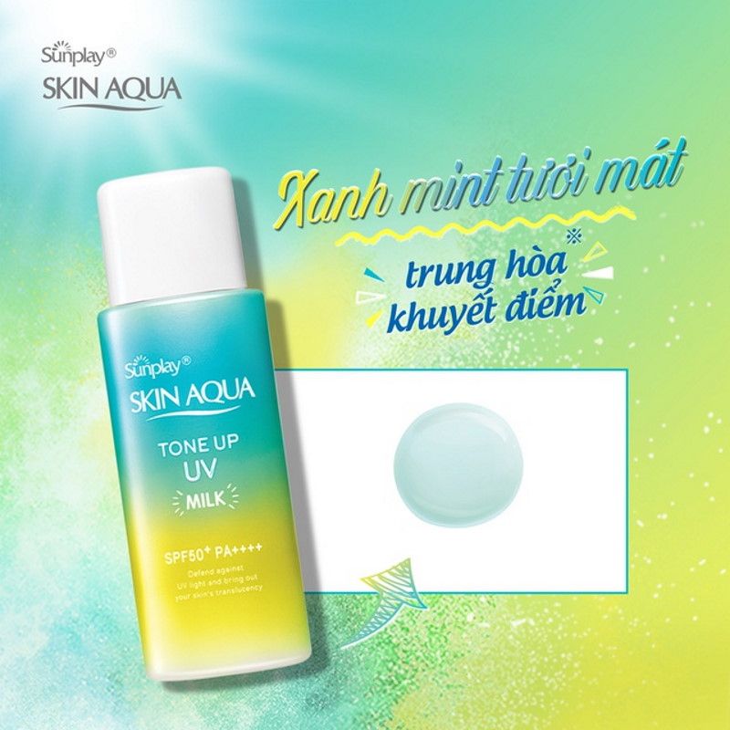 skin aqua tone up uv milk mint green