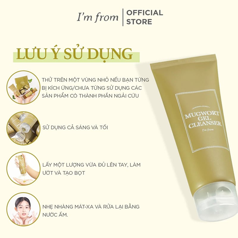 thegioiskinfood.com - Sữa Rửa Mặt Sạch Sâu Dịu Nhẹ Chiết Xuất Ngải Cứu I'm From Mugwort Gel Cleanser 30ml