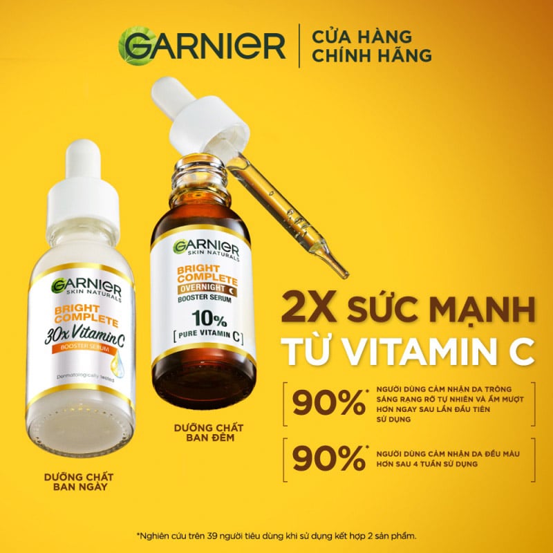 Tinh Chất Dưỡng Sáng Da, Mờ Thâm Ban Đêm Garnier Skin Naturals Bright Complete Overnight Booster Serum 30ml