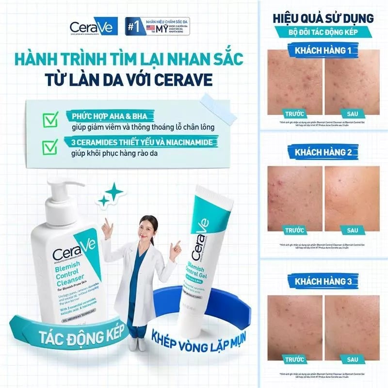 thegioiskinfood.com - Gel Dưỡng Cerave Hỗ Trợ Giảm Mụn, Mờ Thâm Blemish Control Gel 40ml