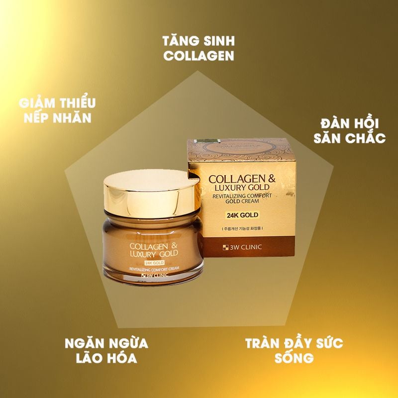 Kem Dưỡng Chống Lão Hóa, Săn Chắc Da 3W Clinic Collagen & Luxury Gold Revitalizing Comfort Gold Cream 100g
