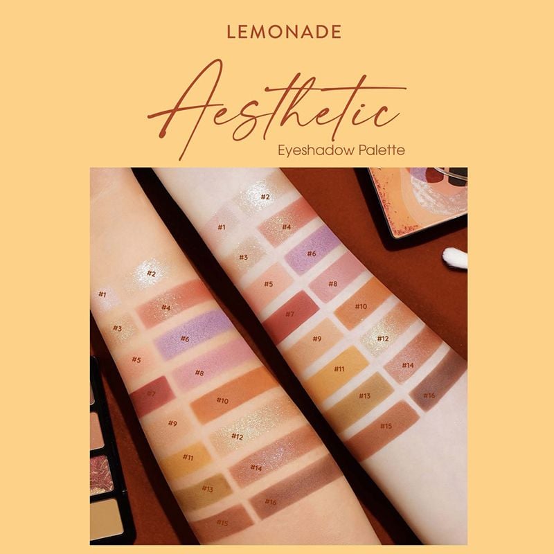 Bảng Phấn Mắt 16 Ô Siêu Mềm Mịn, Bền Màu, Lâu Trôi Lemonade Aesthetic Eyeshadow Palette 20.8g