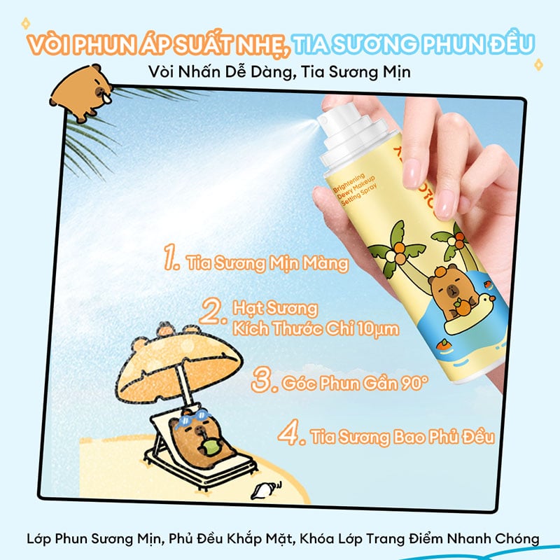 thegioiskinfood.com - Xịt Khóa Makeup Lâu Trôi - Căng Bóng Tự Nhiên Colorkey Brightening Dewy Makeup Setting Spray 100ml (Capypara Version)