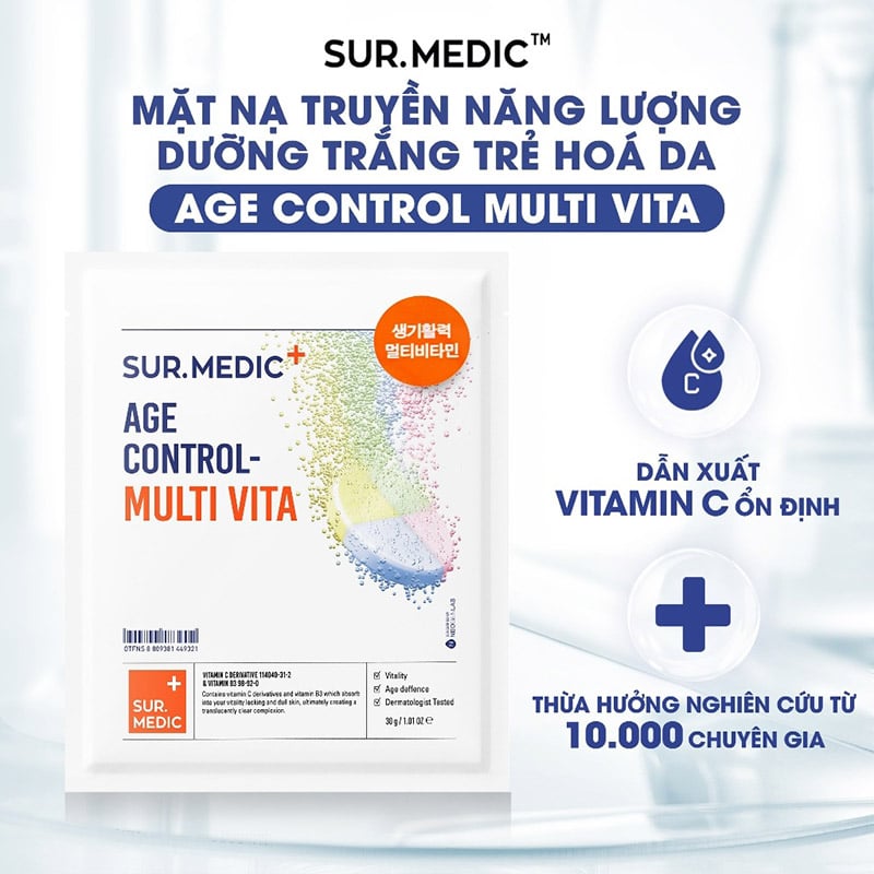 Mặt Nạ Cung Cấp Multi Vitamin, Hỗ Trợ Dưỡng Sáng Da Sur.Medic+ Age Control-Multi Vita Mask 30g