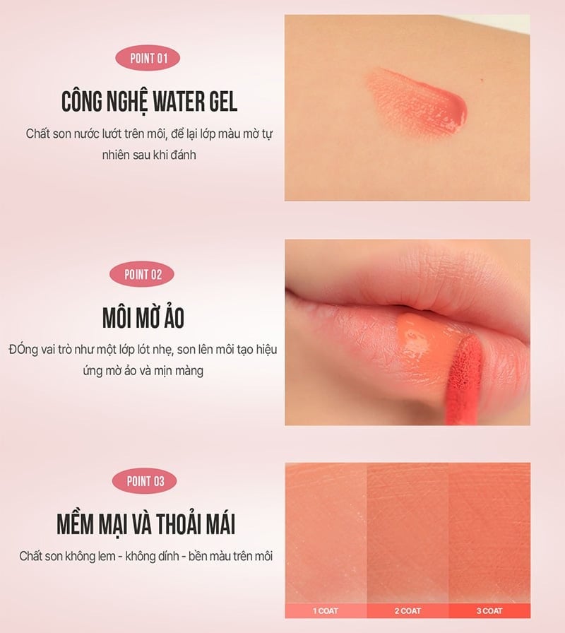 thegioiskinfood.com - (TEST) Son Kem Lì 3CE Mịn Mượt Nhẹ Môi Blur Water Tint 4.6g