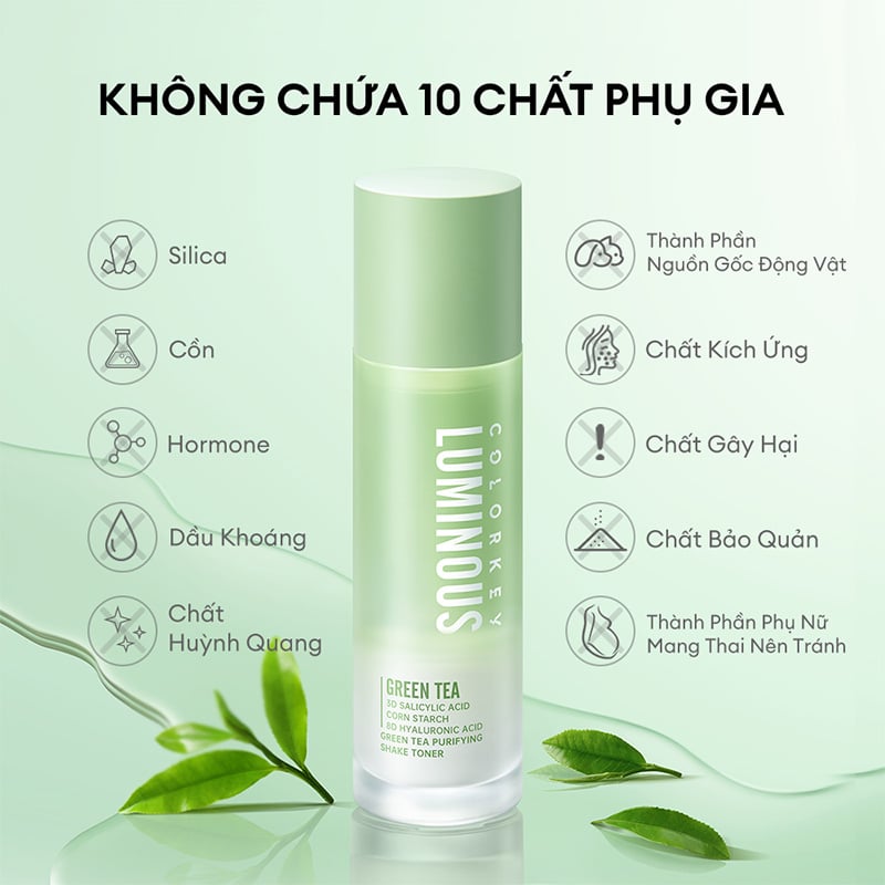 thegioiskinfood.com - Nước Cân Bằng Trà Xanh Colorkey Luminous Green Tea Purifying Shake Toner
