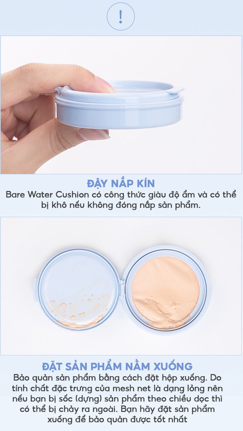 [VE-EASY] Phấn Nước Trang Điểm Che Phủ Tự Nhiên, Căng Bóng Thuần Chay Romand Bare Water Cushion SPF38/PA++++ 20g