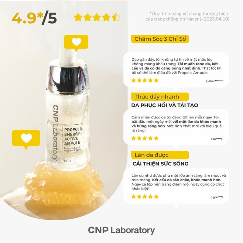 Serum Tinh Chất Keo Ong Hỗ Trợ Phục Hồi Da CNP Propolis Energy Active Ampule 15ml