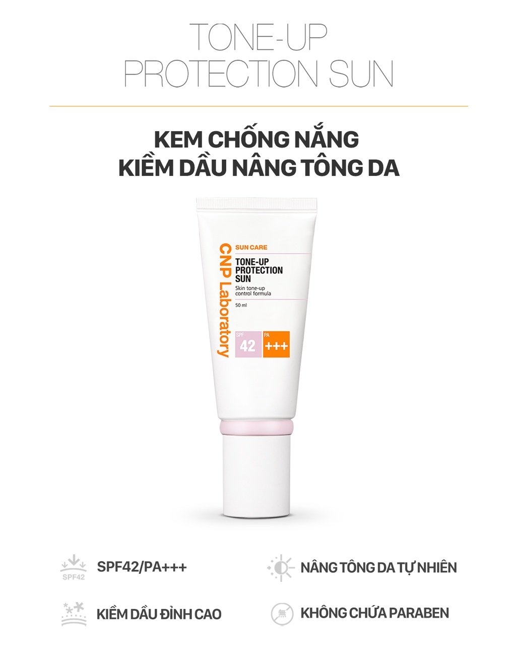 Kem Chống Nắng Kiềm Dầu, Nâng Tông CNP Tone-Up Protection Sun 50ml SPF42/PA+++