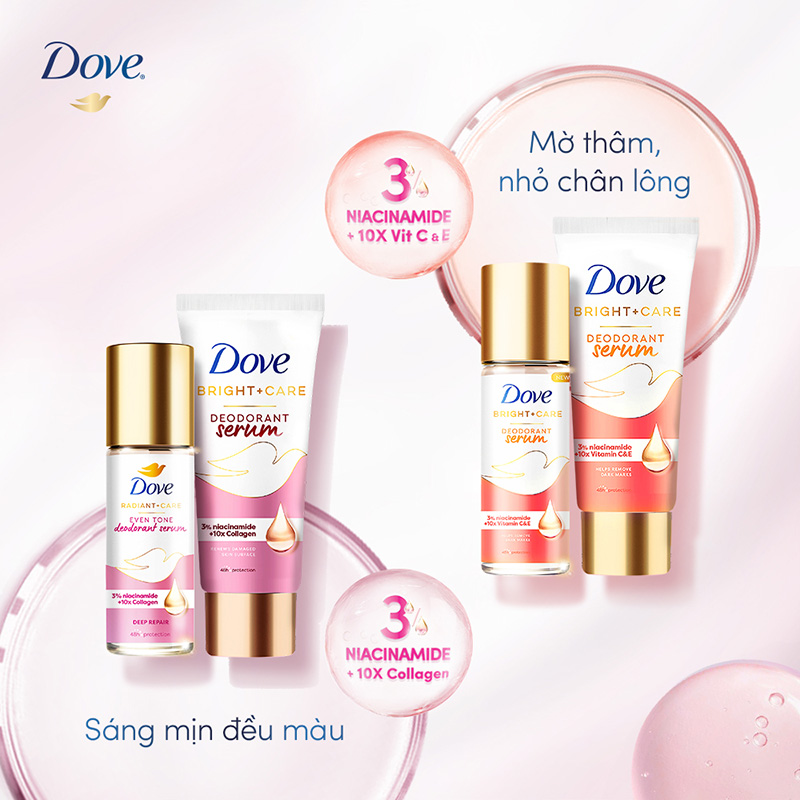 Lăn Khử Mùi Tinh Chất Serum Sáng Da, Mờ Thâm DOVE NIA 45ml