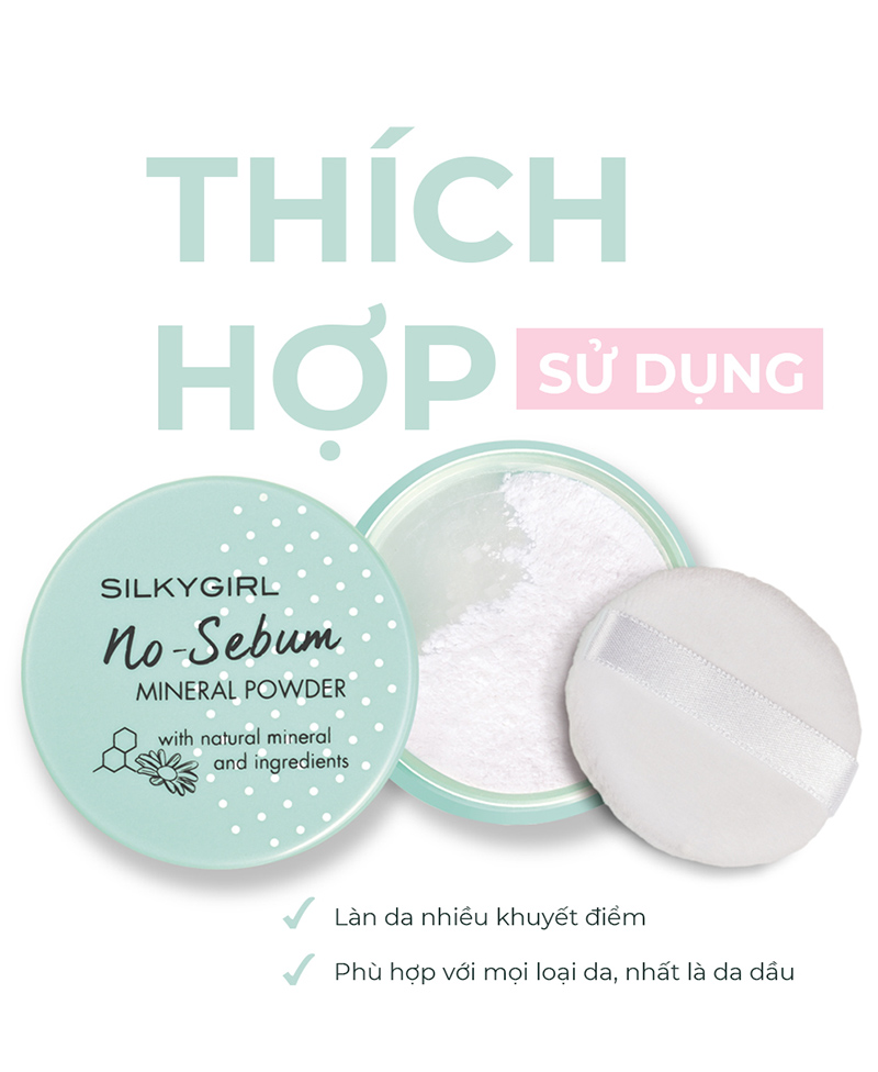 Phấn Phủ Dạng Bột Kiềm Dầu Silkygirl No Sebum Mineral Powder 5g – THẾ GIỚI  SKINFOOD