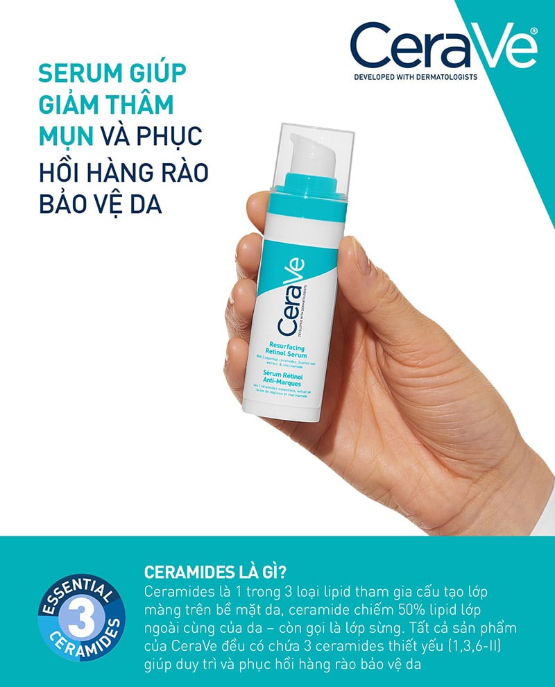 thegioiskinfood.com - Serum Cerave Giúp Hỗ Trợ Mờ Thâm Mụn Resurfacing Retinol Serum 30ml