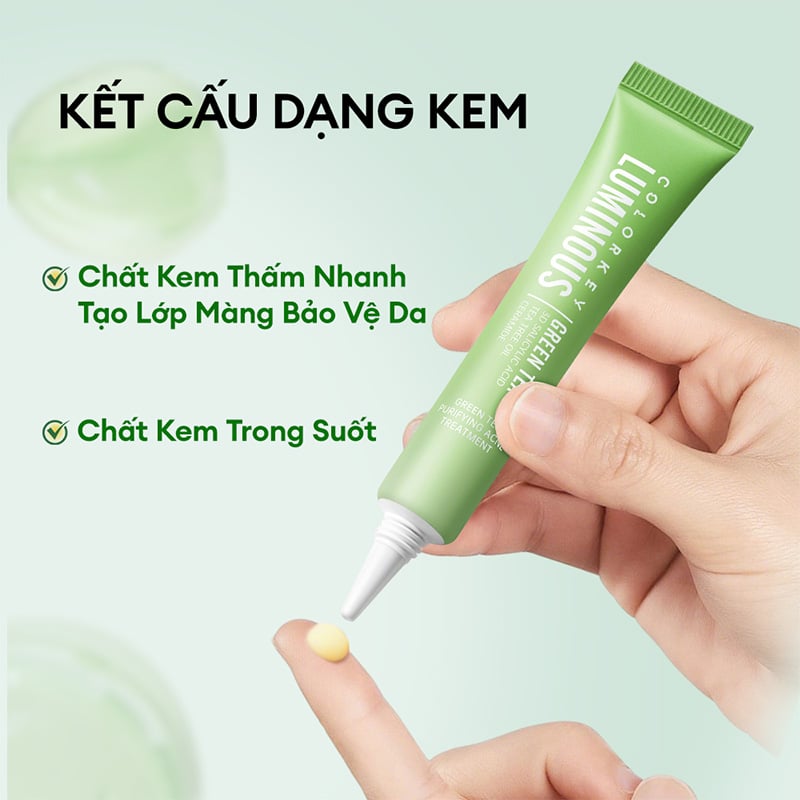 thegioiskinfood.com - Kem Hỗ Trợ Giảm Mụn Trà Xanh Colorkey Luminous Green Tea Purifying Acne Treatment 20g