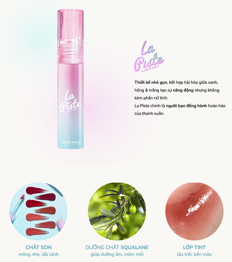 thegioiskinfood.com - Son Tint Bóng Lâu Trôi Dearmay La Piste Lip Tint 4.1g