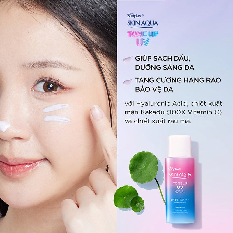 Sữa Chống Nắng Hiệu Chỉnh Sắc Da Sunplay Skin Aqua Tone Up UV Milk - Lavender SPF50+/Pa++++ 50g