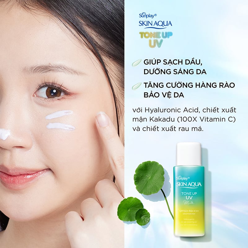 Sữa Chống Nắng Hiệu Chỉnh Sắc Da Sunplay Skin Aqua Tone Up UV Milk - Mint Green SPF 50+/Pa++++ 50g