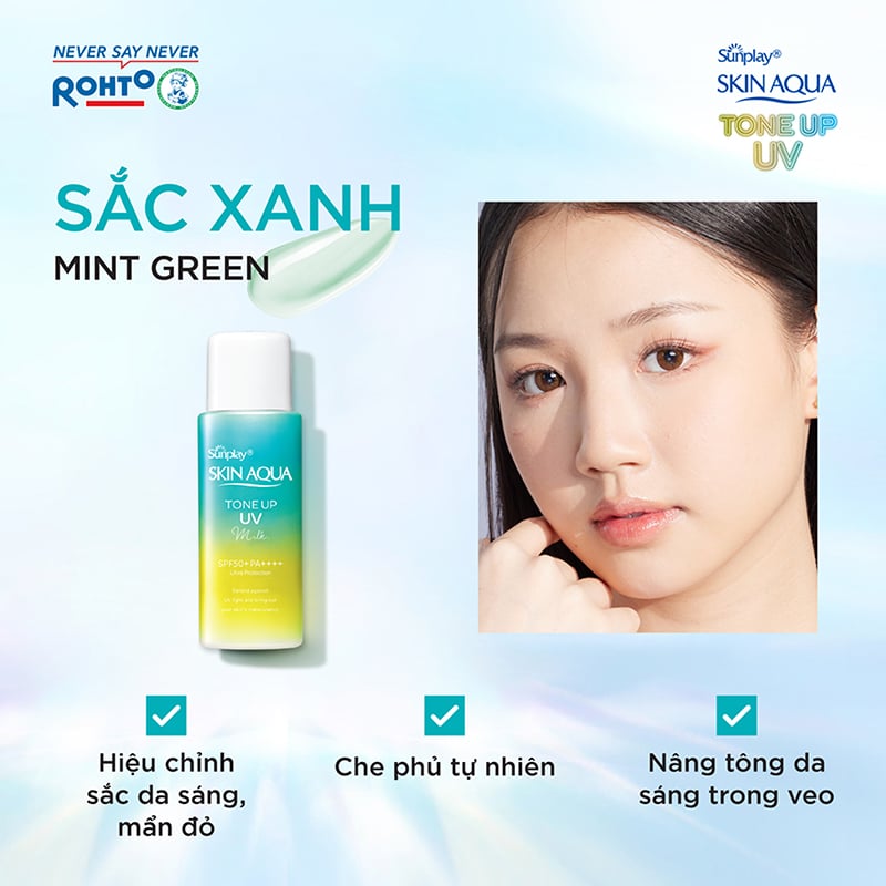 Sữa Chống Nắng Hiệu Chỉnh Sắc Da Sunplay Skin Aqua Tone Up UV Milk - Mint Green SPF 50+/Pa++++ 50g