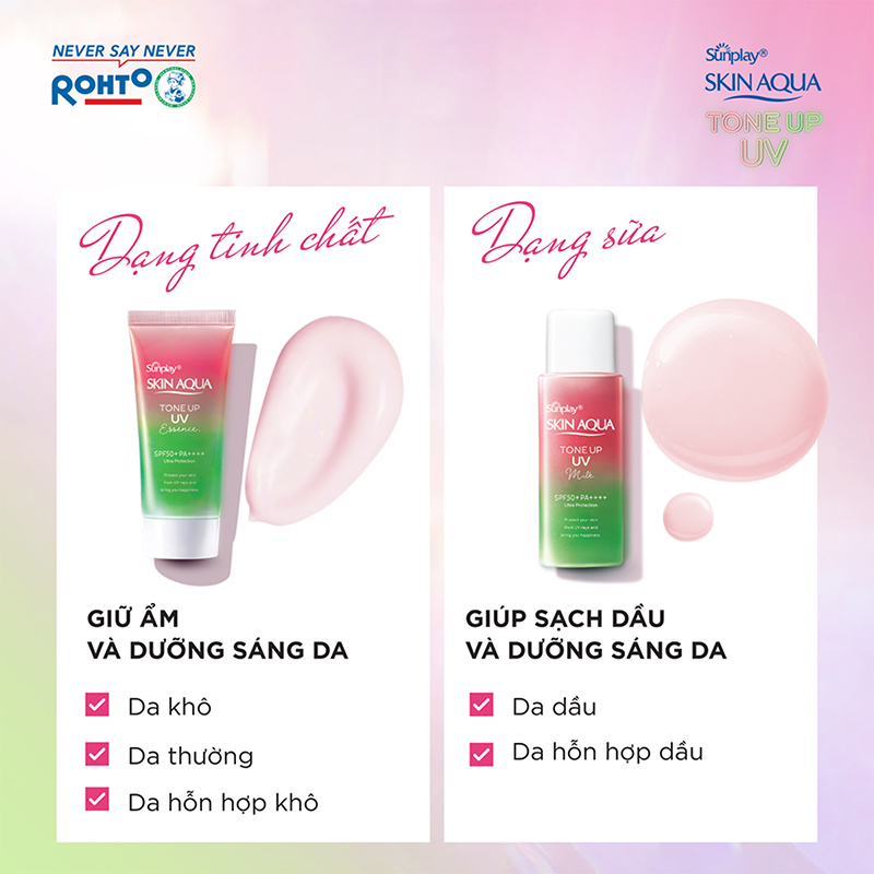 Sữa Chống Nắng Hiệu Chỉnh Sắc Da Sunplay Skin Aqua Tone Up UV Milk Happiness Aura - Rose SPF50+/PA++++ 50g