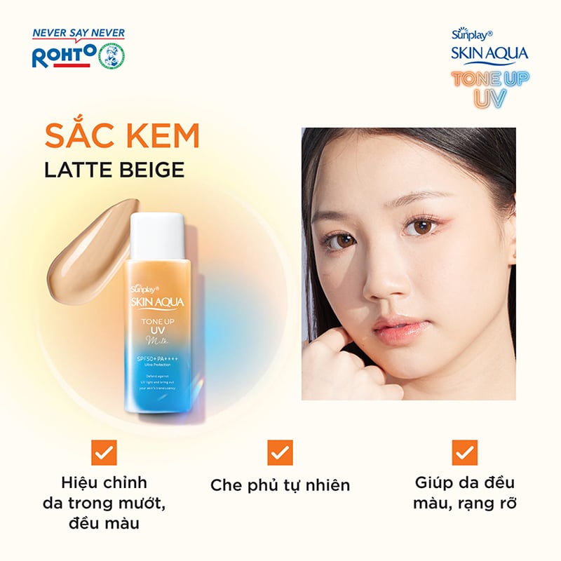 Sữa Chống Nắng Hiệu Chỉnh Sắc Da Sunplay Skin Aqua Tone Up UV Milk Latte Beige SPF50+ PA++++ 50g