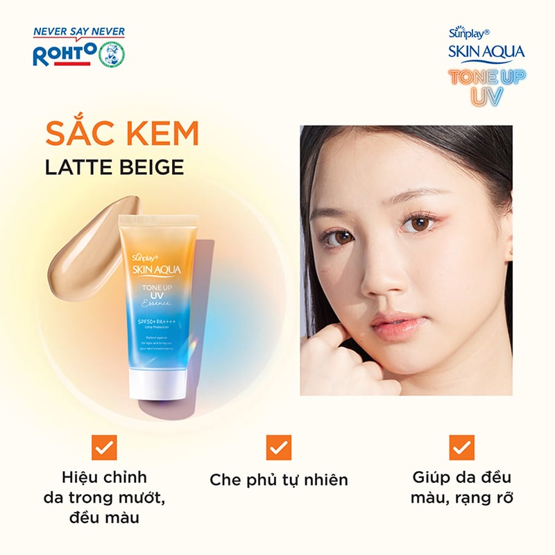 Tinh Chất Chống Nắng Hiệu Chỉnh Sắc Da Sunplay Skin Aqua Tone Up UV Essence Latte Beige SPF50+ PA++++ 50g