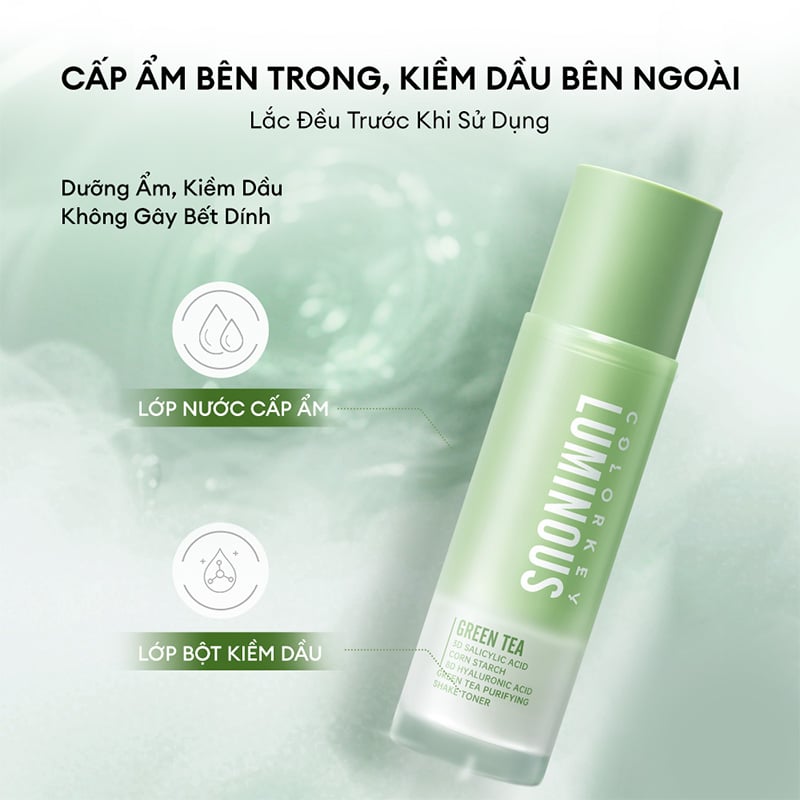 thegioiskinfood.com - Nước Cân Bằng Trà Xanh Colorkey Luminous Green Tea Purifying Shake Toner