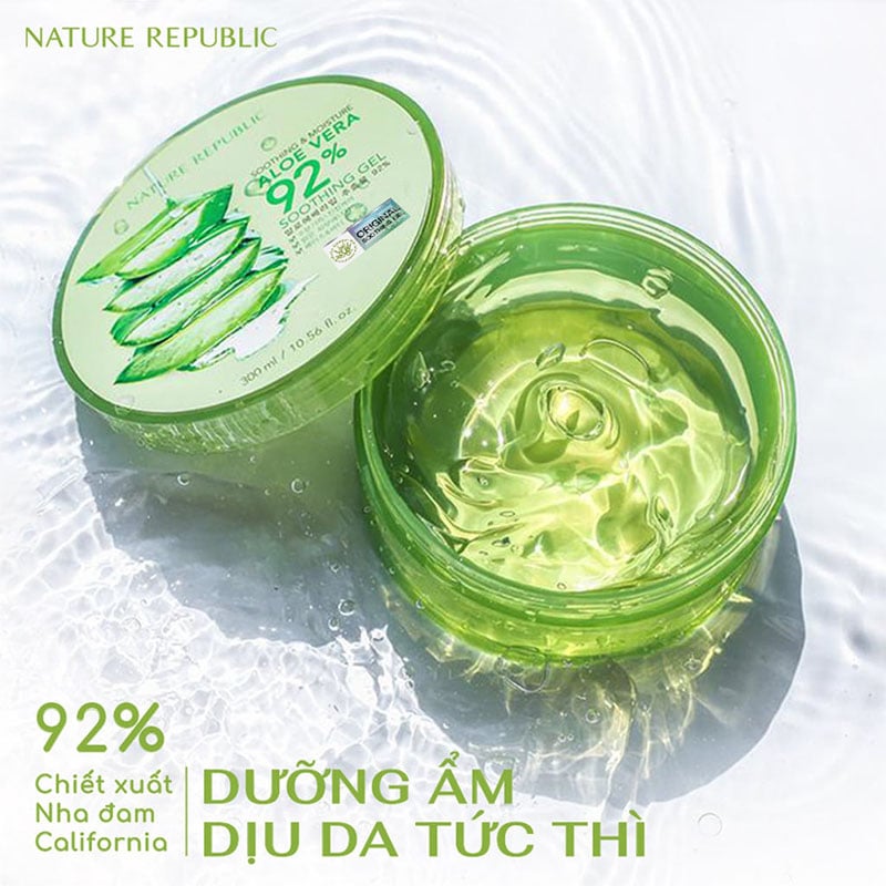 Gel Dưỡng Ẩm Chiết Xuất Lô Hội Cấp Ẩm & Làm Dịu Da Nature Republic Soothing & Moisture Aloe Vera 92% Soothing Gel 300ml