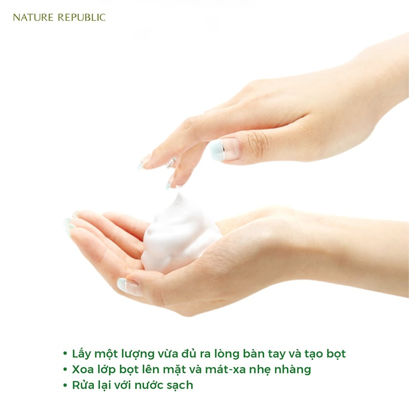 Sữa Rửa Mặt Tạo Bọt Làm Sạch Sâu, Dưỡng Ẩm Chiết Xuất Lô Hội Nature Republic Soothing & Moisture Aloe Vera Foam Cleanser 150ml