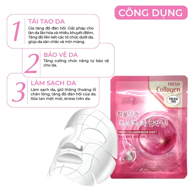 Mặt Nạ Dưỡng Da Chiết Xuất Thiên Nhiên 3W Clinic Fresh Mask Sheet 23ml - THẾ GIỚI SKINFOOD