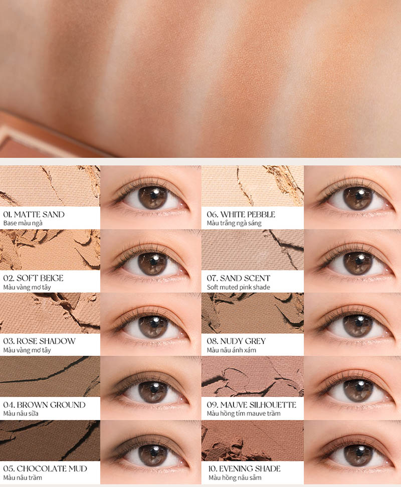 [NEW][Màu 00 - 13] Bảng Phấn Mắt 10 Ô Siêu Lấp Lánh Romand Better Than Eye Palette