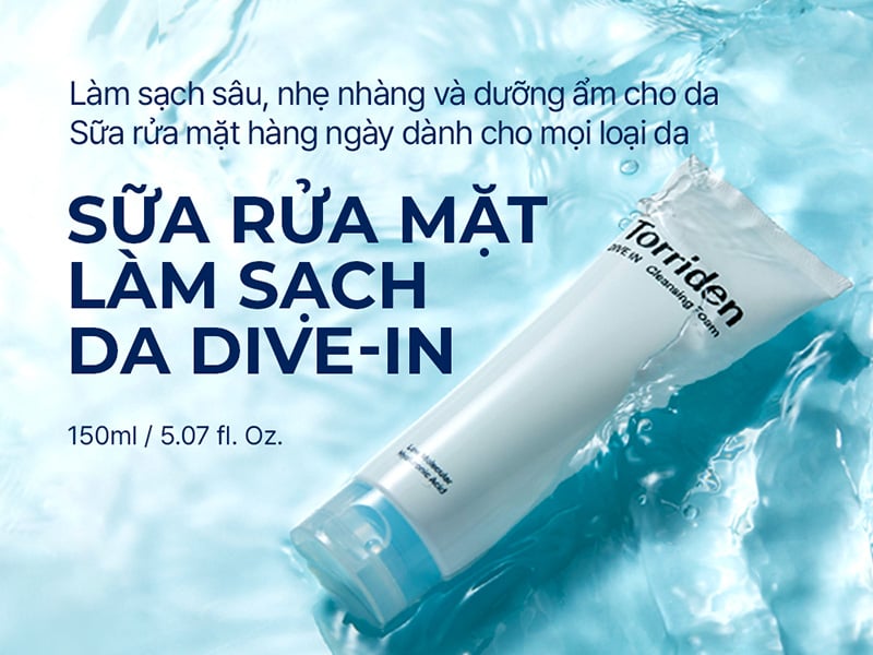 thegioiskinfood.com - Sữa Rửa Mặt Tạo Bọt Dưỡng Ẩm Da Torriden Dive In Cleansing Foam 150ml