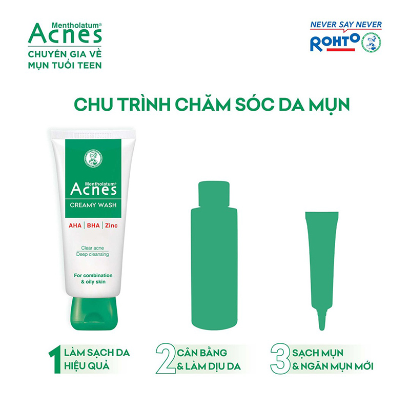 Sữa Rửa Mặt Ngừa Mụn Acnes Creamy Wash 100g