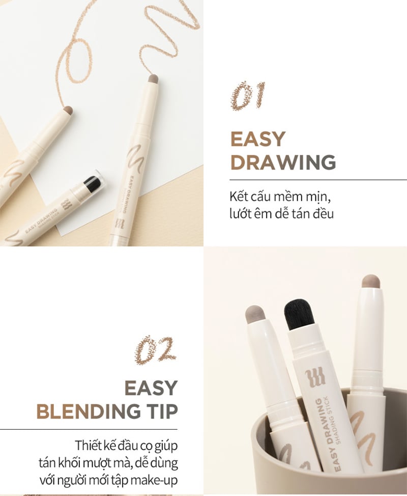 thegioiskinfood.com - Bút Tạo Khối Hai Đầu Merzy Easy Drawing Shading Stick 1.3g