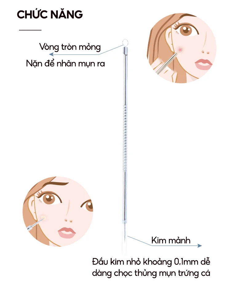 Cây Nặn Mụn Hai Đầu LMLTOP Acne Needle