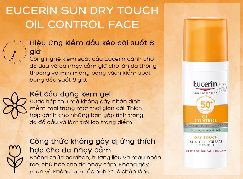 Kem Chống Nắng Dành Cho Da Dầu Mụn Eucerin Sun Dry Touch Oil Control Face 50ml