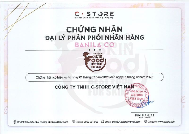 chứng nhận banila co